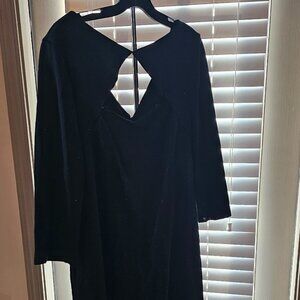 St John Collection Black Sequined Sleeve Dress Caviar Sz 14